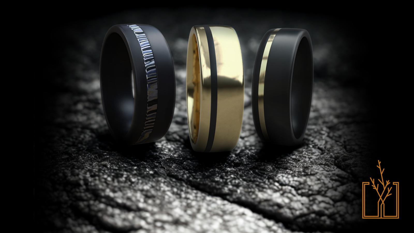 A selection of handcrafted men\'s rings by Bezalel Atelier